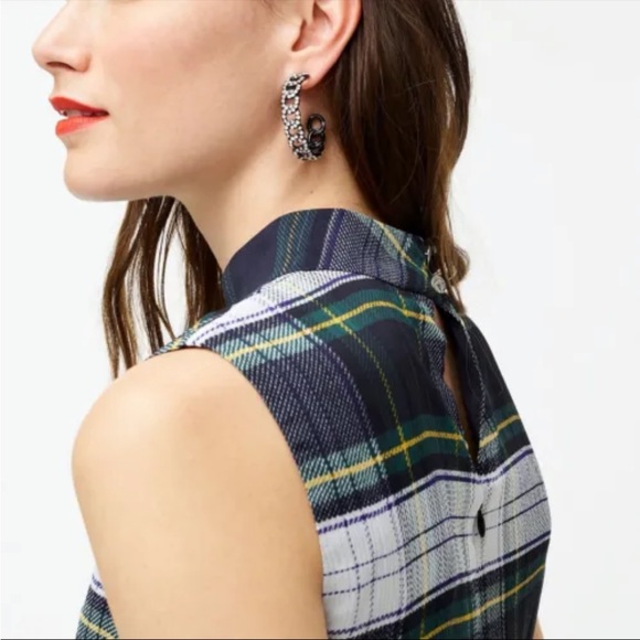 NWT J.Crew Peplum Top in Gilded Highland Tartan Shimmer, Size M - Picture 3 of 11
